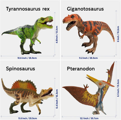 Zippytots 4 PCS Large Dinosaur Toys for Kids 3-5 Realistic Dinosaur Figures with Movable Parts & Learning Cards- Big Dino Toys for Kids 5-7 Ideal Gift for Toddlers Boys Girls Ages 3+
