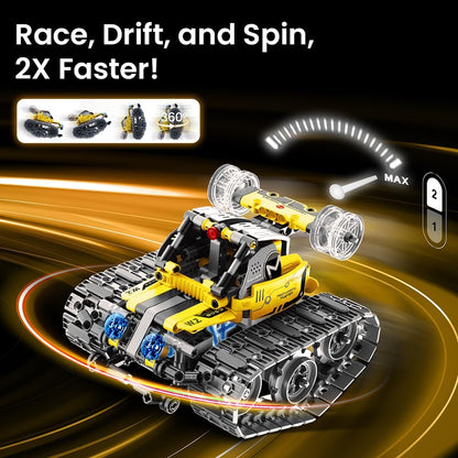 Sillbird Robot Building Kit with Remote Control Gifts for Kids Boys Ages 8-12, STEM Coding Robotic Technic Tracked Racer Car Toys for Birthday - Build 4in1 Model with 631 Pieces