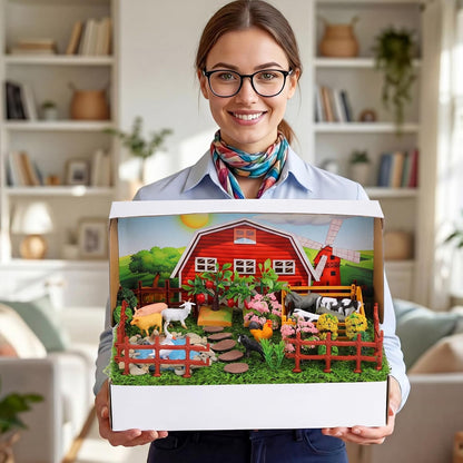 Teyva Daily 48 Pcs Dinosaur Diorama Kit Habitat Project Box Set 3D Dinosaurs Diorama Supplies Include Dinosaurs Model Figures & Eggs Volcano Artificial Trees with Cardboard for DIY Crafts Gifts