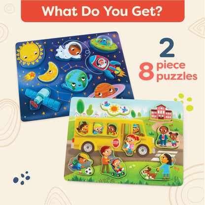 B. toys – Peek & Explore – School BusChunky Puzzle for Toddlers,Educational & Developmental Toys for Kids – 2+ Years