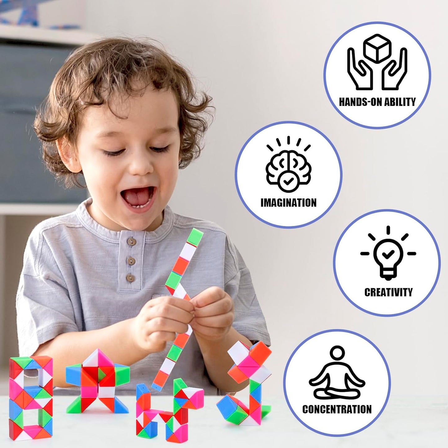 Mini Fidget Snake Cube Toys 30PCS Party Favors Bulk-Goodie Bag Stocking Stuffers for Kids, Treasure Box Toys for Classroom Reward, Quiet Sensory Travel Toy for Ages 4-8, Gift for Kids Birthday