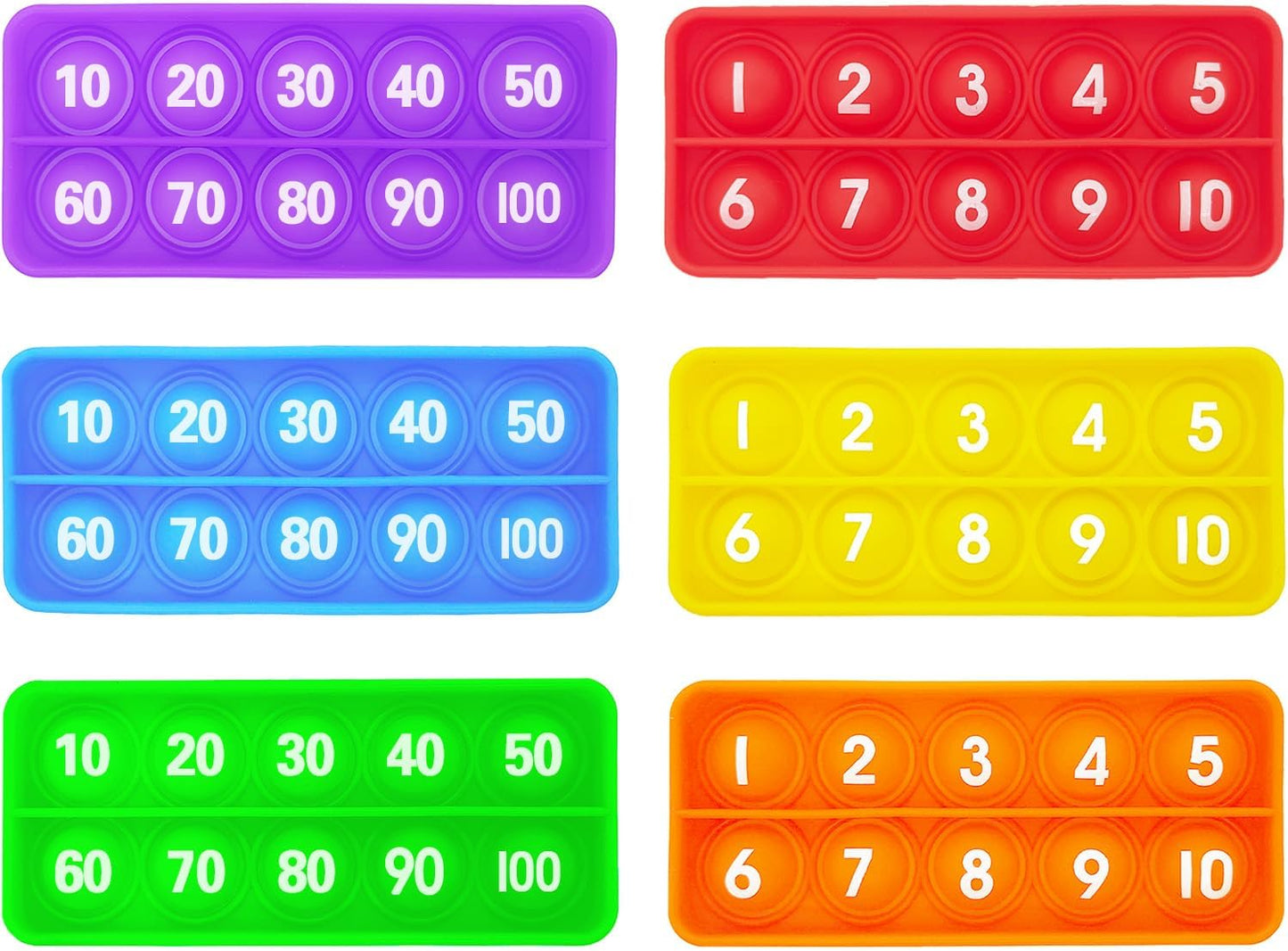 1-20 Ten Frame Pop Board, 6PACK Fidgets for Classroom, Quiet Sensory Toys Bubble Poppers, Pop for Counting Math, Focus Tools for Kids, Montessori Educational Toy Gift for Kindergarten
