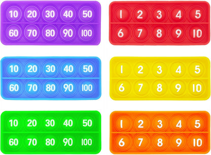1-20 Ten Frame Pop Board, 6PACK Fidgets for Classroom, Quiet Sensory Toys Bubble Poppers, Pop for Counting Math, Focus Tools for Kids, Montessori Educational Toy Gift for Kindergarten