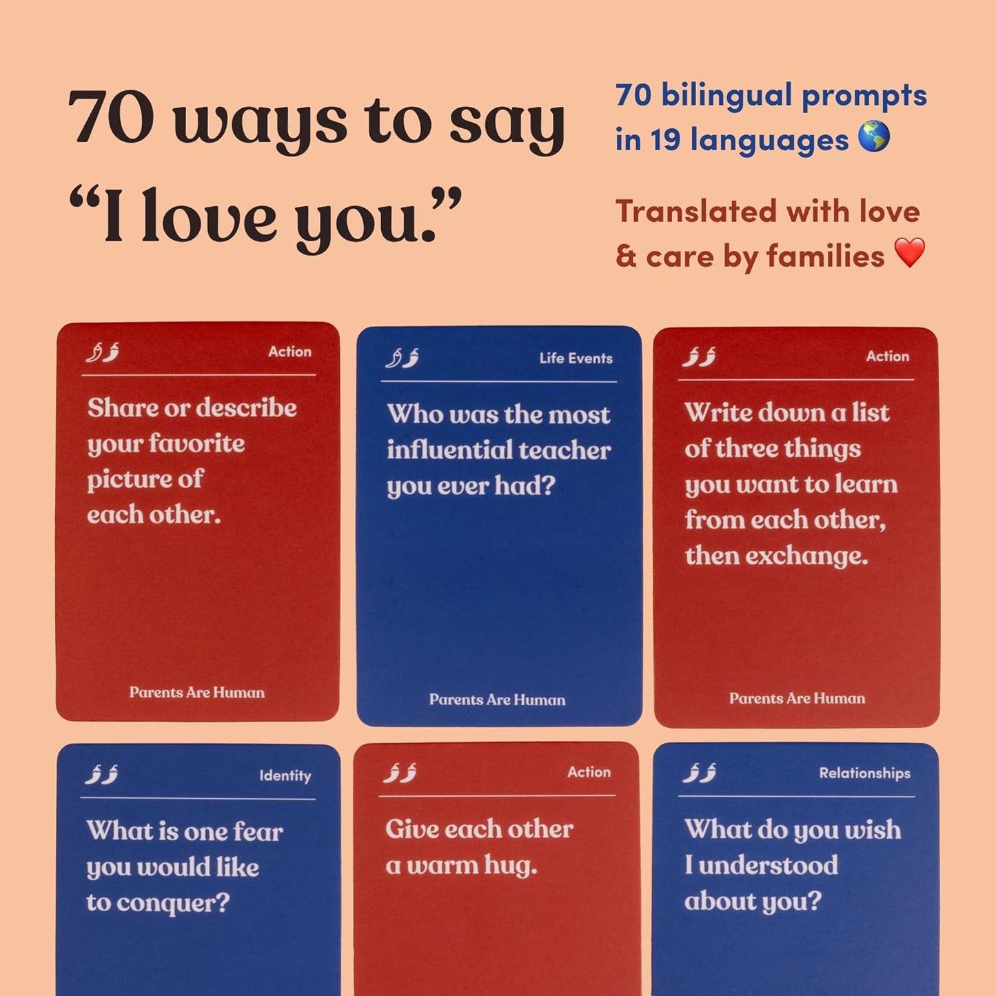 Parents Are Human, Relationship Cards, Get to Know Each Other Better, Parents, Families, Teens & Kids Relationship Building, Light & Deep Questions, 70 Questions & Activity Cards, English