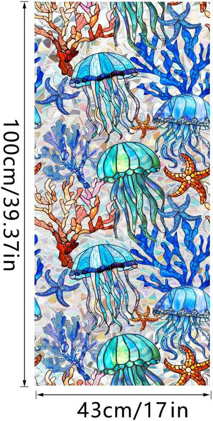 Flower Stained Glass Window Film Decorative Static Cling Stickers Sun Blocking Privacy Decals for Home Car White Lily