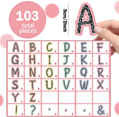 Qyeahkj 103 Pcs Composition Magnetic Letters 2" Pastel Colorful Magnetic Letters for Whiteboard Fridge Magnet Alphabet Kit for Tool for Home Spelling