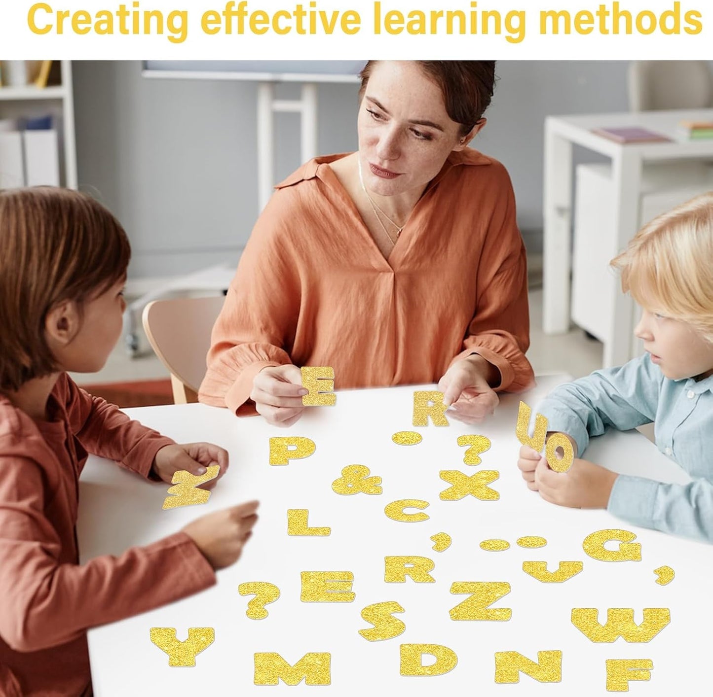 Qyeahkj 103 Pcs Glitter Silver Magnetic Letters - 2'' Alphabet Letters Kit for Classroom, Whiteboard, Fridge, Teachers & Preschool Learning