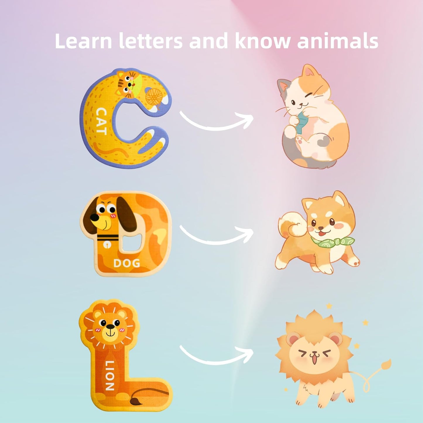 EHR Magnetic Letters, Colorful ABC Animal Alphabet Fridge Magnets, Suitable for Toddlers Aged 3 4 5 (Uppercase Letter)