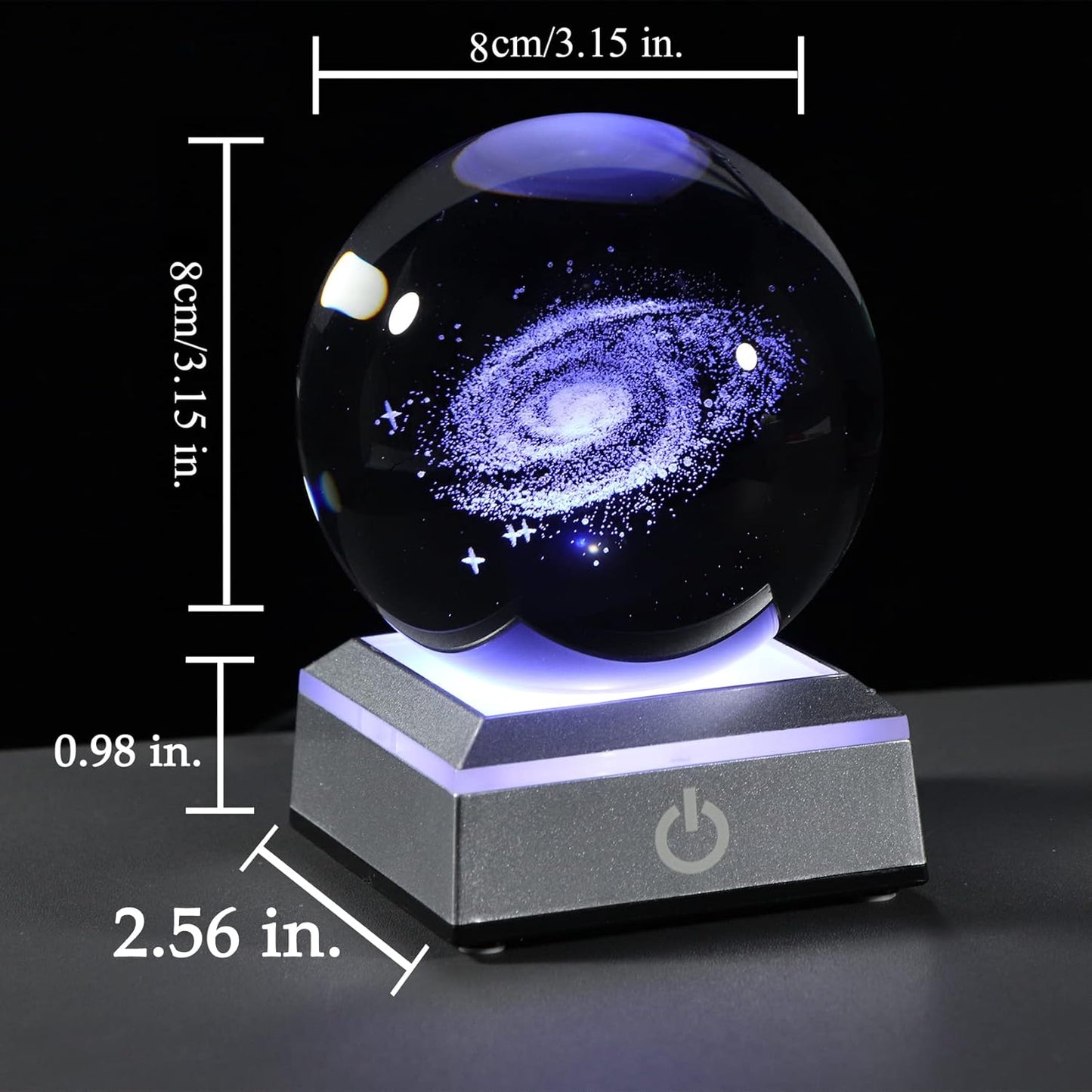 3d Solar System Model Crystal Ball 80mm 3.15inch - Outer Space Astronomy Gifts Room Decor Crystal Sphere Unique Gifts For Men Him Best Birthday Dad Physics Science Teacher Night Light Planet Lamp