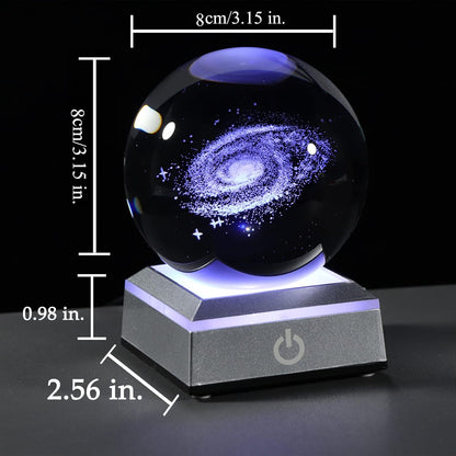3d Solar System Model Crystal Ball 80mm 3.15inch - Outer Space Astronomy Gifts Room Decor Crystal Sphere Unique Gifts For Men Him Best Birthday Dad Physics Science Teacher Night Light Planet Lamp