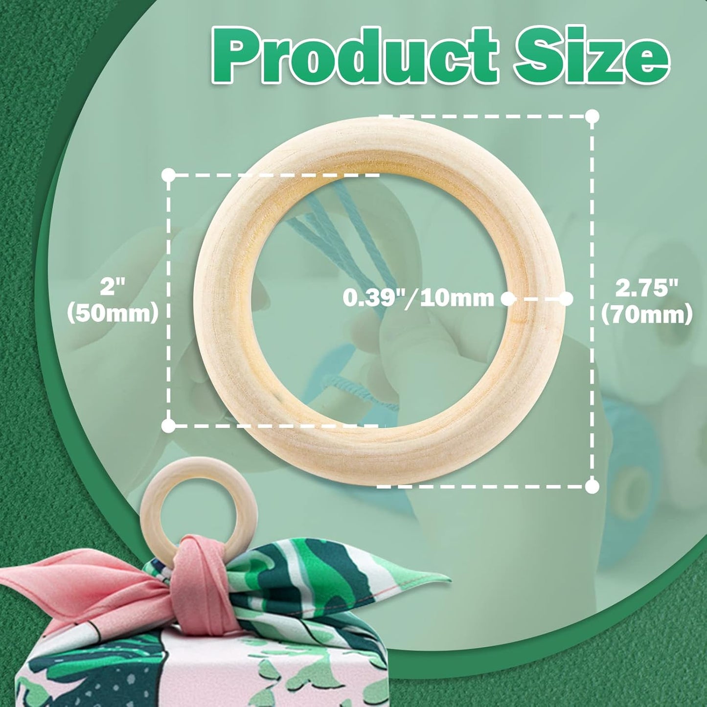 100pcs 5 Sizes Natural Wood Rings, Unfinished Solid Wooden Hoops, Smooth Wooden Rings for Craft, Jewelry Making, DIY Pendant Connectors (Assorted Sizes)