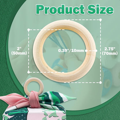 100pcs 5 Sizes Natural Wood Rings, Unfinished Solid Wooden Hoops, Smooth Wooden Rings for Craft, Jewelry Making, DIY Pendant Connectors (Assorted Sizes)