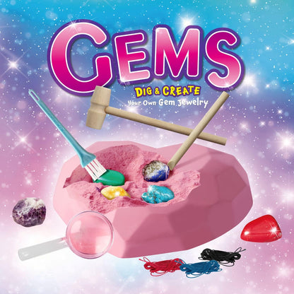 EDUMAN 6PCS Gemstone Dig Kit for Kids – Dig Up Amethyst, Lapis Lazuli, Citrine, Red Jasper, Aventurine & Turquoise – DIY Jewelry Making STEM Science Kit Gift for Girls and Boys Ages 6+