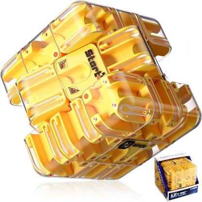 1 Sets Large Labyrinth 3D Maze Cube Puzzle Maze Game Gravity 3D Puzzle Cube Brain Teaser Ball Games for Kids Education Sensory Toys Gift for Adults (Upgrade Version,Yellow)