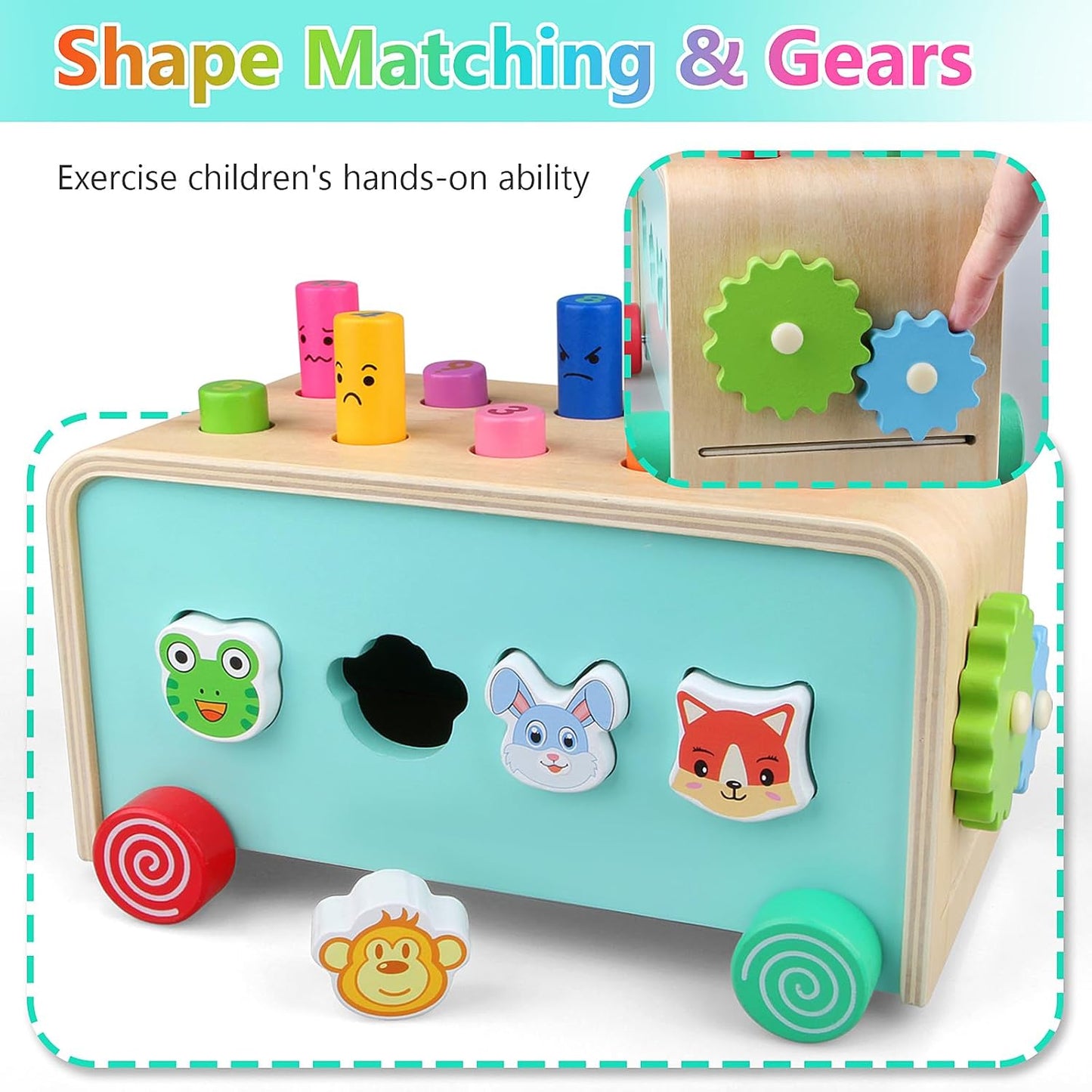 Montessori Baby Hammer Pounding Toy for Toddlers Boys Girls 2 3 4 Years Old, Educational Learning Toy Xylophone Color Shape Easter Basket Stuffers for Toddlers Valentine's Day Gift