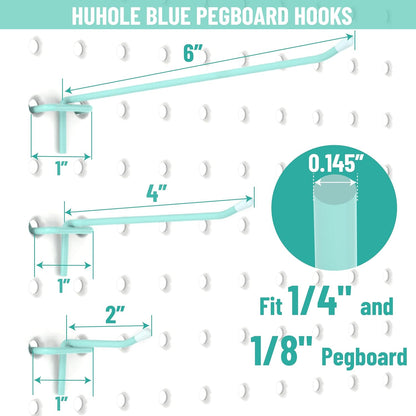 HUHOLE 50-Pack Pink Pegboard Hooks 2 Inch, Decorative Metal Peg Board Hangers with Rubber Safety Tips, Fits 1/8" & 1/4" Boards, Heavy Duty Organizer for Craft Room, Nursery, Garage & Retail Display