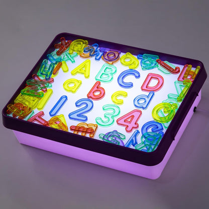 Odoorgames Light Box with Shapes & Cards Set – Light Table for Kids, Educational Toys for Tracing, Sensory Play & Early Learning (Cyan)