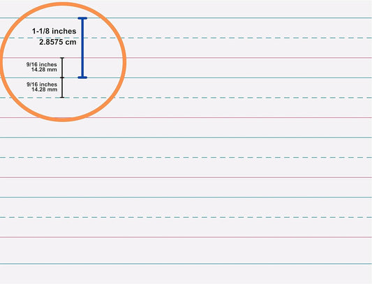 Pacon Handwriting Paper, Zaner-Bloser Grades Pre-K & K, 1-1/8" x 9/16" x 9/16" Ruled 10-1/2" x 8", Ruled Long, 40 Sheets