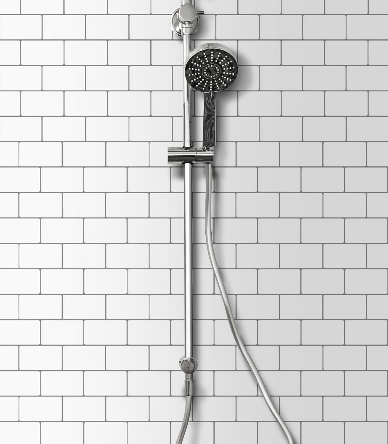 VViViD 11 Sheets Peel and Stick Grey Gloss Faux Ceramic Brick Wall Tiles, Self Adhesive Backsplash 12”x12”, 2mm Thick Kitchen, Bathroom (11 sq. ft.)