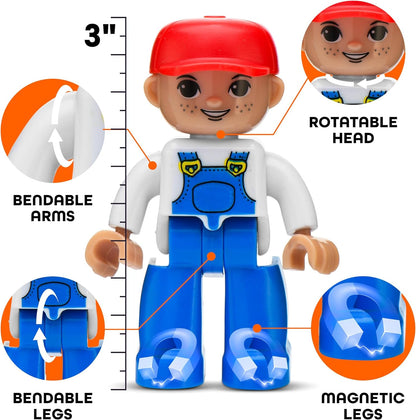 Playmags Magnetic Tiles for Kids 100-Piece Set, STEM Educational Building Blocks Toys for Kids, Includes Click-in ABC Learning Tiles, Gift for Boys & Girls, Add on Magnetic Figures, Car Set Available