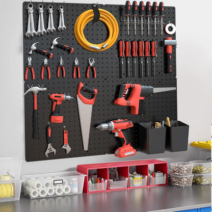 FZK Peg Board with Hooks, Plastic Pegboard Kit with 4 White Pegboards and Accessories, Peg Board Wall Organizer for Office and Craft Room
