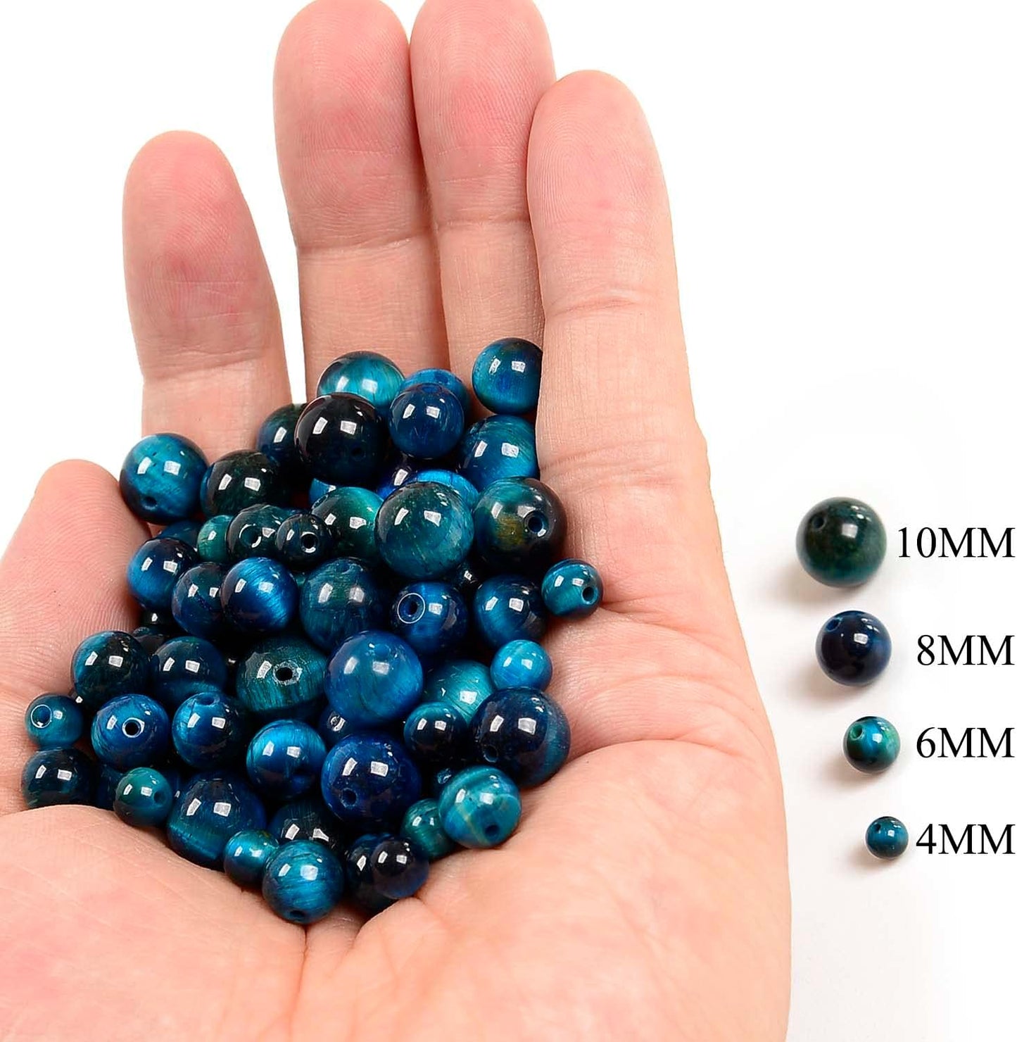NCB 100pcs Original Natural Stone Beads Gemstone Round Loose Beads 6mm 8mm 10mm (Blue Aventurine, 6mm 100Beads) - Colors A
