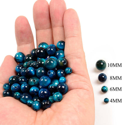 NCB 100pcs Original Natural Stone Beads Gemstone Round Loose Beads 6mm 8mm 10mm (Blue Aventurine, 6mm 100Beads) - Colors A