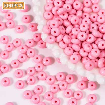 500PCS 8mm Acrylic Lentil Beads, White Abacus Beads Loose Beads for Crafts, Acrylic Spacer Beads for Jewelry Bracelet Necklace Making, Beads for Pens Charms Crafts, Small