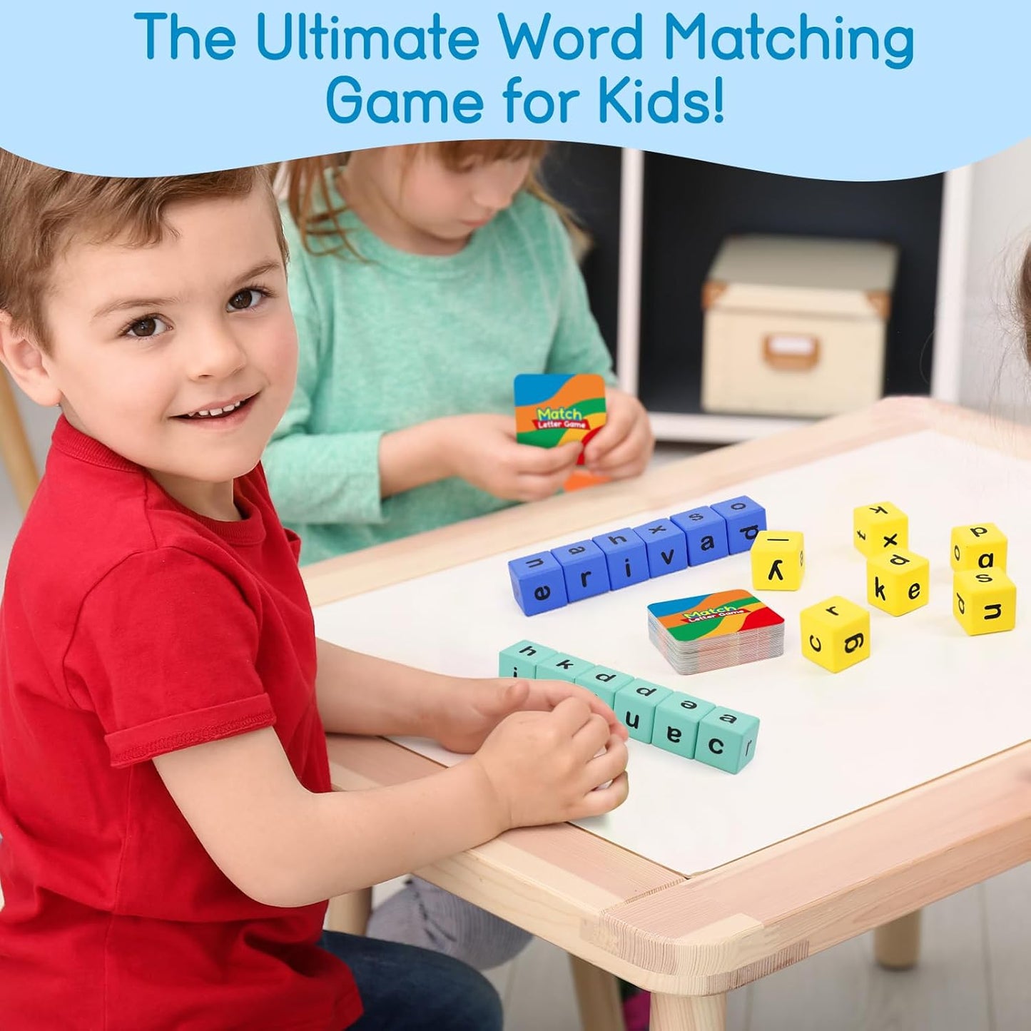 Edulok Word Race Cube - Preschool Wooden Alphabet Letter Blocks & Phonics Matching Games - CVC Word Learning Toys