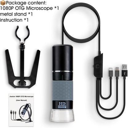 Jiusion 40 to 1000x Magnification Endoscope, 8 LED USB 2.0 Digital Microscope, Mini Camera with OTG Adapter Metal Stand, Compatible with Mac Windows 7 8 10 11 Android Linux Chrome Not for iPhone/iPad