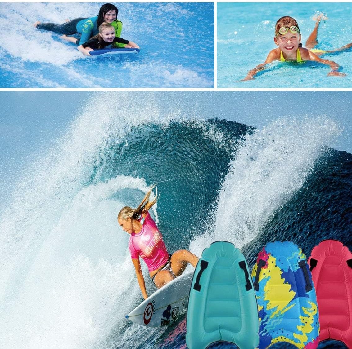 Inflatable Boogy Boards for Beach Travel Toys, 30” Cavas Slip Slide Water Park Body Surfing Board with Handles, Summer Fun Water Pool Game Toys for Kids 4,8,12 Ages