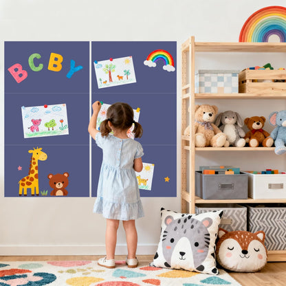 Magnetic Decal Wall for Kids Set of 6 Milk Tea Magnetic Chalkboard for Wall Peel and Stick Magnet Sheets with Chalk Tangram Puzzle and Multiple Accessories Magnetic Wall Decal for Playroom Home