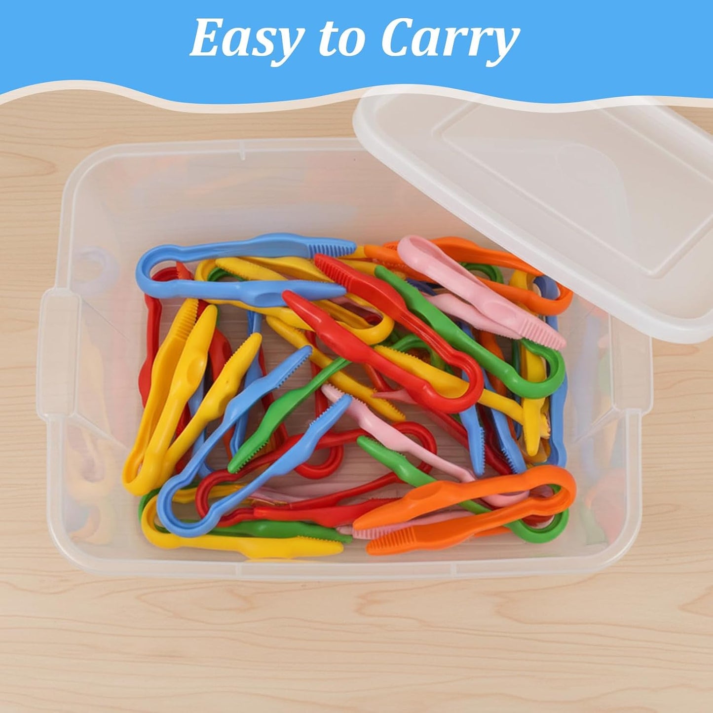 48 Pcs Plastic Tweezers, Fine Motor Easy-Grip Tweezer Small Colorful Beads tweezer Learning Tweezers for Craft DIY, Jewelry Making, Beading Game, Family Activities (1 x 4 inch)