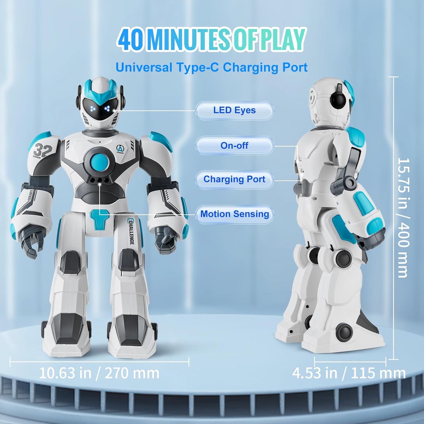 VEVOR RC Robot Toys for Kids, Gesture Sensing Programmable Remote Control Smart Robot, Interactive Walking Singing Dancing Robot for Age 3+ Year Old Boys Girls Birthday Gift Present