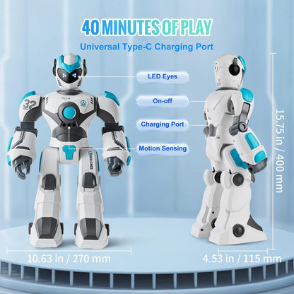 VEVOR RC Robot Toys for Kids, Gesture Sensing Programmable Remote Control Smart Robot, Interactive Walking Singing Dancing Robot for Age 3+ Year Old Boys Girls Birthday Gift Present