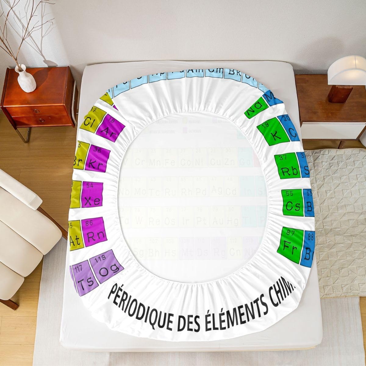 Erosebridal Science Theme Bed Sheets Set Full Size for Boys Girls Chemistry Periodic Table Print Sheet Set Chemical Subject Theme Sheets Teens Kids Math Science Atyle Fitted Sheet 4 Pcs