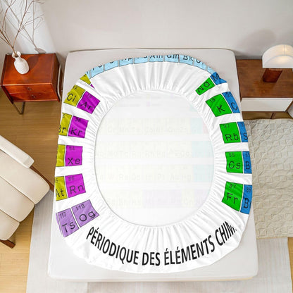 Erosebridal Science Theme Bed Sheets Set Full Size for Boys Girls Chemistry Periodic Table Print Sheet Set Chemical Subject Theme Sheets Teens Kids Math Science Atyle Fitted Sheet 4 Pcs