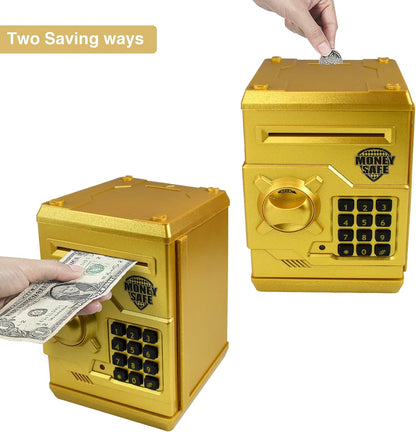 HUSAN Piggy Banks Money Banks for Kids, Electronic Password Code Money Banks ATM Banks Box Coin Bank for Children Boys and Girls (Grey Bue)