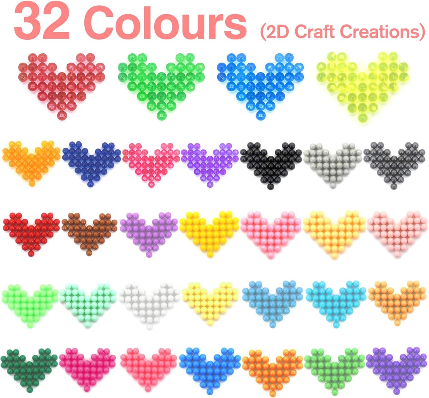 Liangding Fuse Beads Kit for Girls Ages 6+ – 4400 Pcs 5mm Beads in 32 Colors with Spray Bottle, Puzzle Guide, Clamps & Chains | Creative DIY Arts & Crafts Gift