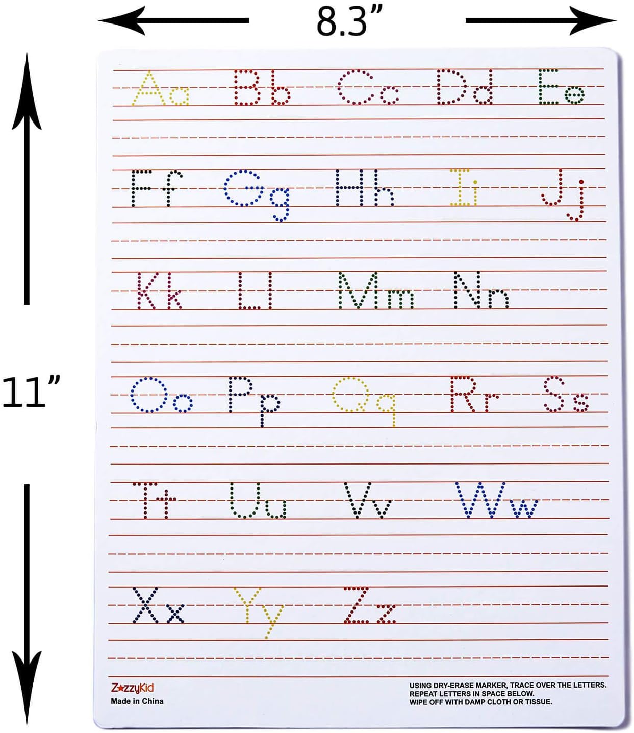 Dry Erase Alphabet Tracing Board: Letter and Numbers Handwriting Practice for Kids Learning, Reusable Boards for Kindergarten and Preschool
