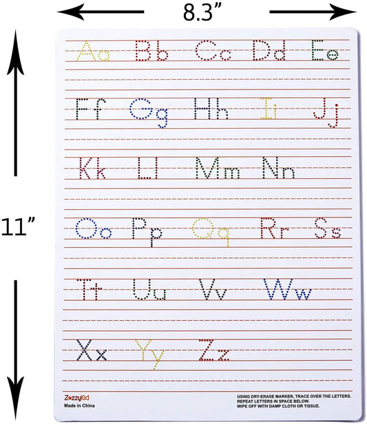 Dry Erase Alphabet Tracing Board: Letter and Numbers Handwriting Practice for Kids Learning, Reusable Boards for Kindergarten and Preschool