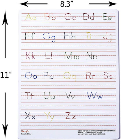 Handwriting Practice Letter Tracing for Kids: Board for Cursive & Printing Style with Dry Erase Marker for Preschooler - Reusable Wipe Clean ABC Alphabet Learn to Write, 8.3 x 11 Inches