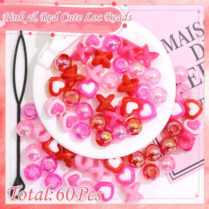 60PCS Purple Braids Beads 3 Styles Dreadlock Bead Accessories Cute Hair Jewelry AB Round Bead Decoration for Kids Girls