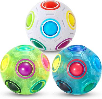 Vdealen Magic Rainbow Puzzle Ball, Fidget Ball Puzzle Brain Teaser Fidget Toy- Birthday Party Easter Valentines Day Christmas Stocking Stuffers for Kids Teen & Adults(Pink&Blue&Green)