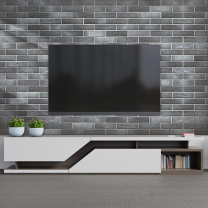 100 Whitewash Grey Faux Brick Wall Tiles, 3D Thin Brick Veneers for Bedroom, Bathroom, Kitchen, Fireplace and Fence Wall Panels (14.2 sq ft)