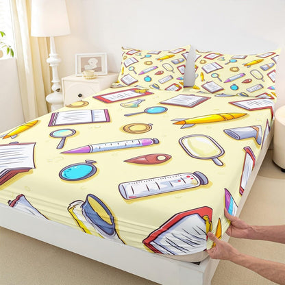 Chemistry Bed Sheets for Kids Teens Girls Boys,Chemical Experiment Fitted Sheet Twin,Science Themed Sheets for Math Lovers,Chemistry Lab Bedding Set,White and Black