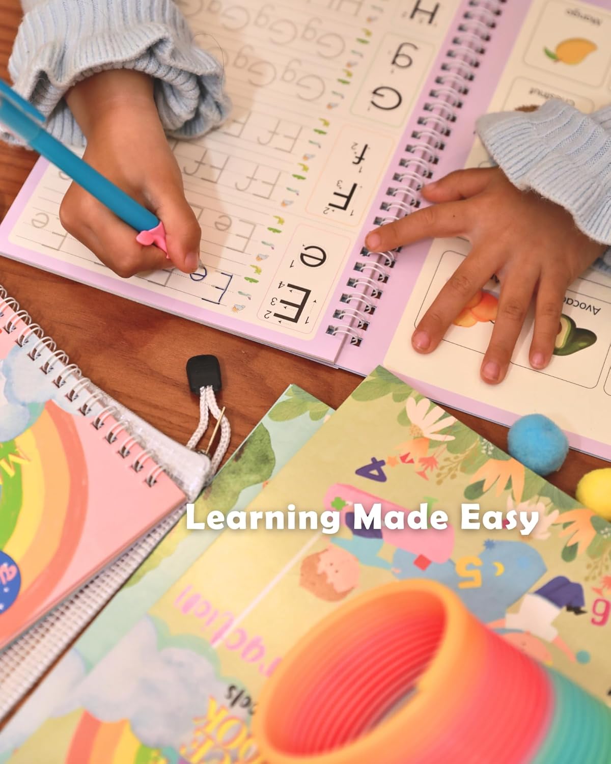 Large Magic Handwriting Practice Workbooks, Reusable Grooved Handwriting Practice for Kids 3-8, Toddler Writing Practice, Math Calligraphy, Letter Tracing, for Kindergarten Preschool, The Fun Kit