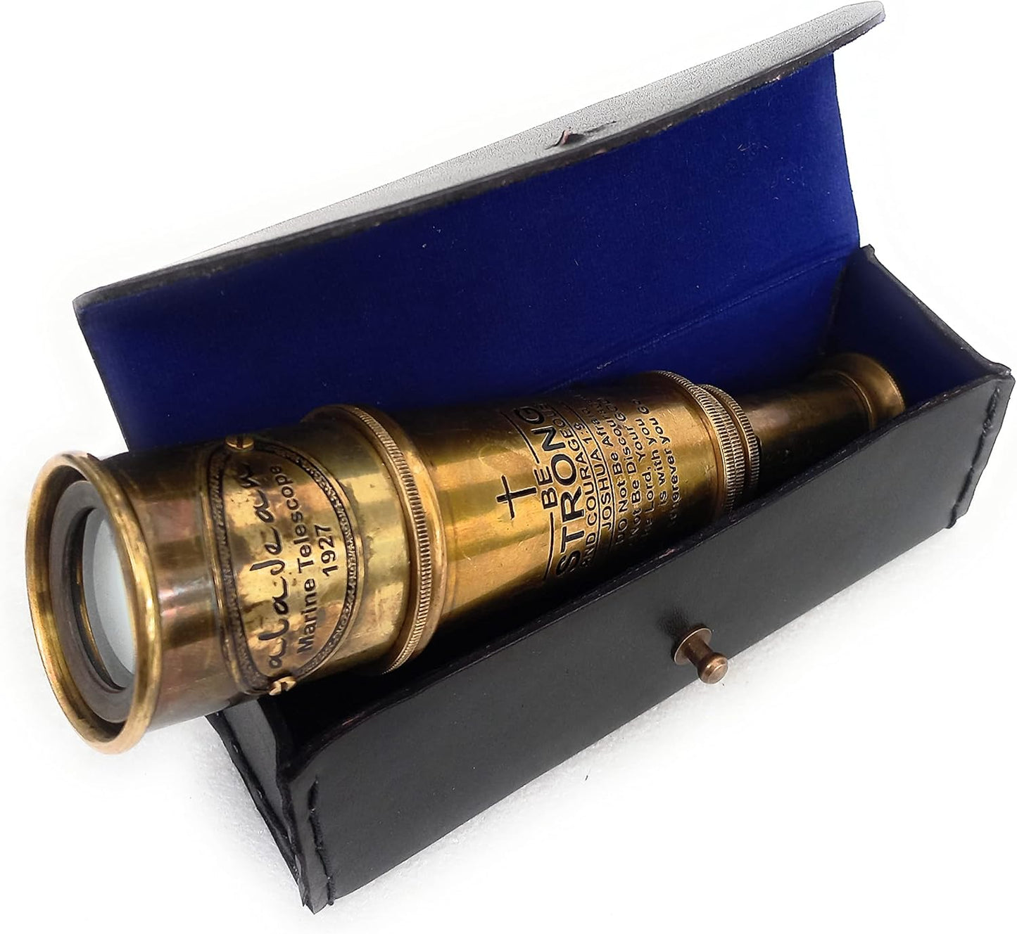 Vintage Spyglass Telescope 16" Inspirational Gifts for Boys - Be Strong & Courageous Engraved Uplifting Pirate Spyglass Gift