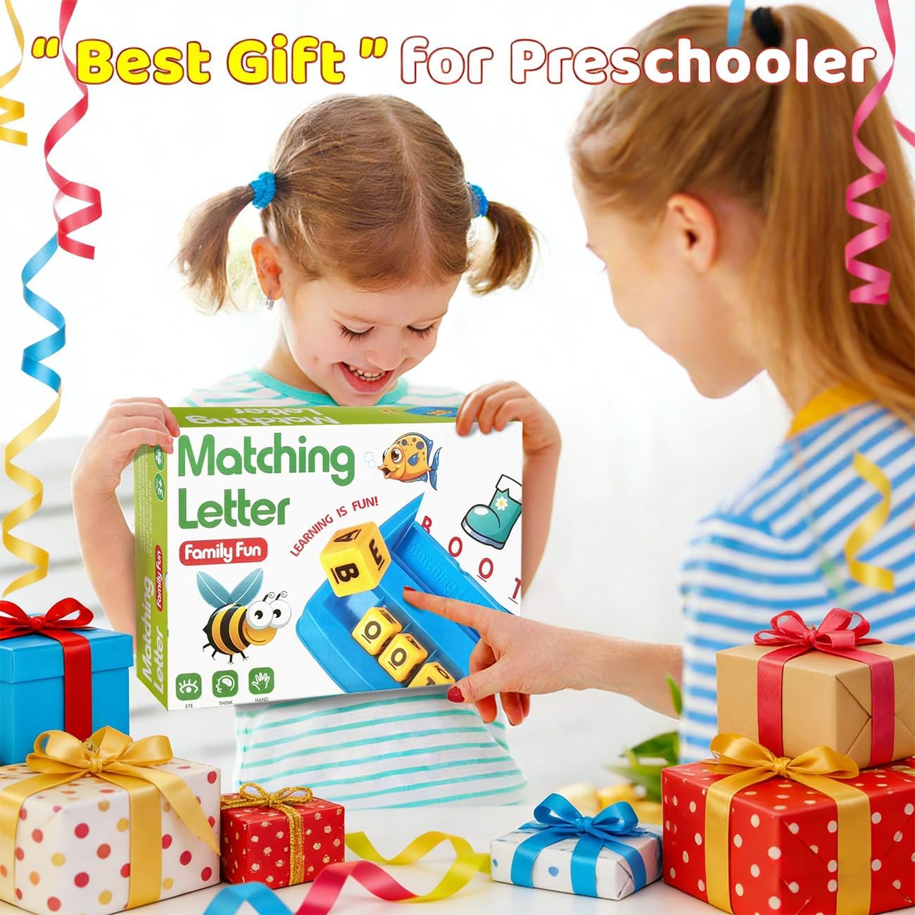 NARRIO Educational Toys for 3 4 5 Year Old Boys Gift, Matching Letter Game Preschool ABC Learning Toys for Kids Ages 4-8 Years, Christmas Birthday Gifts for 3-6 Year Old Boys Toddler Toys Age 2-4
