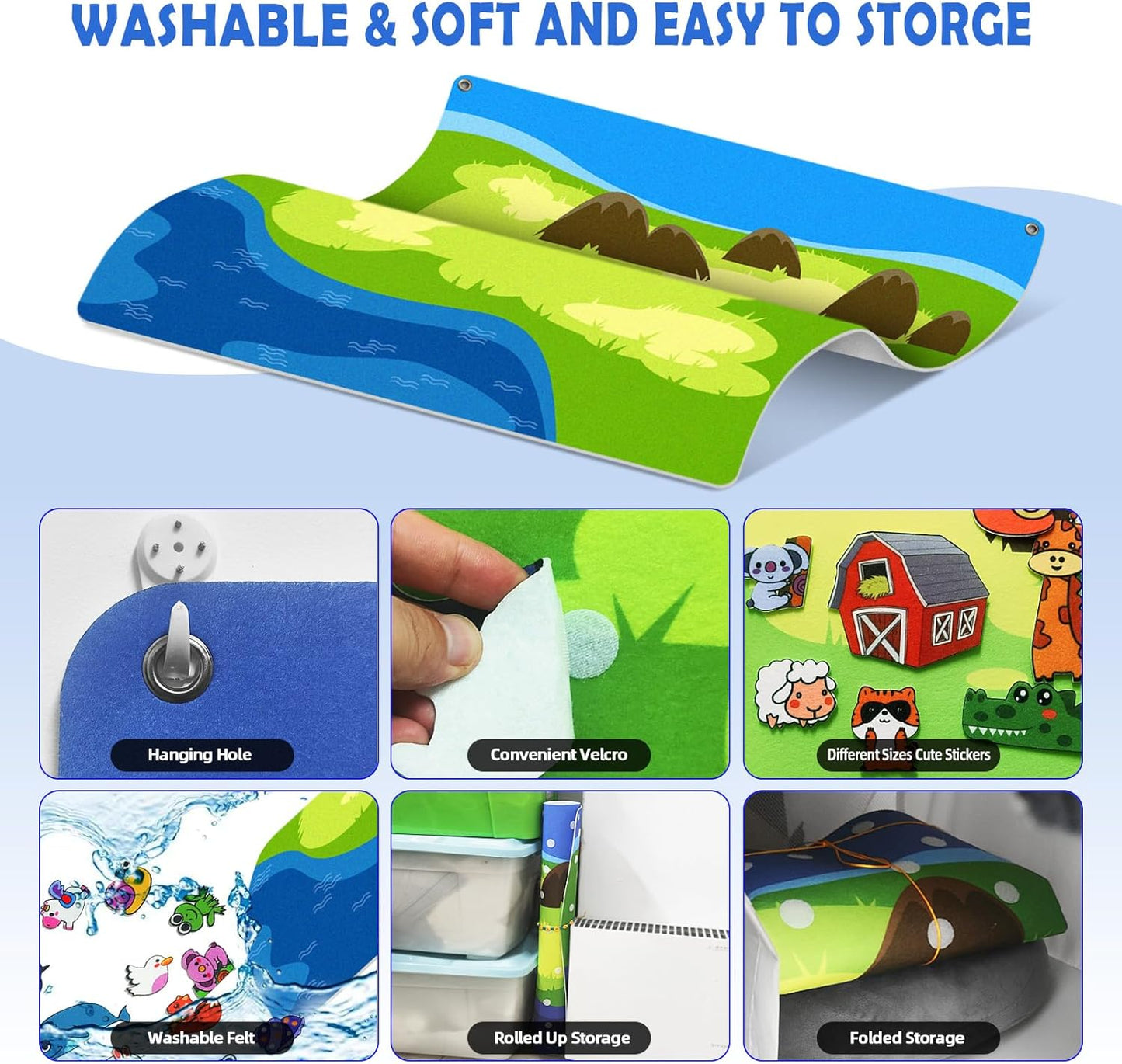 SKOLESK 204Pcs Animals Felt Busy Board Story Set with Storage Bag Preschool Large Wall Storyboard Forest Themed Early Learning Interactive Play Kit Wall Hanging Gift for Toddlers Kids 40 X 28 Inch